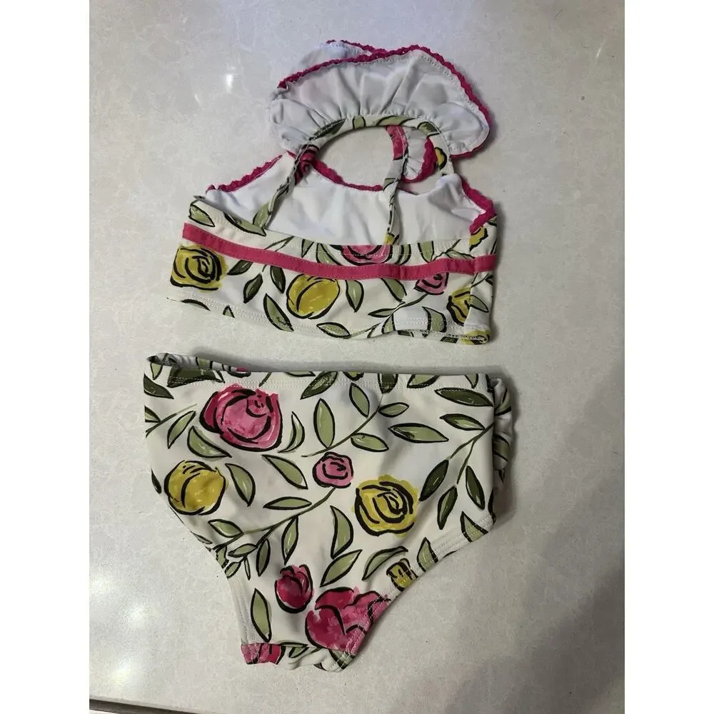 Sweet Honey two piece bikini swimsuit toddler size 2T Pink Green Floral Boutique